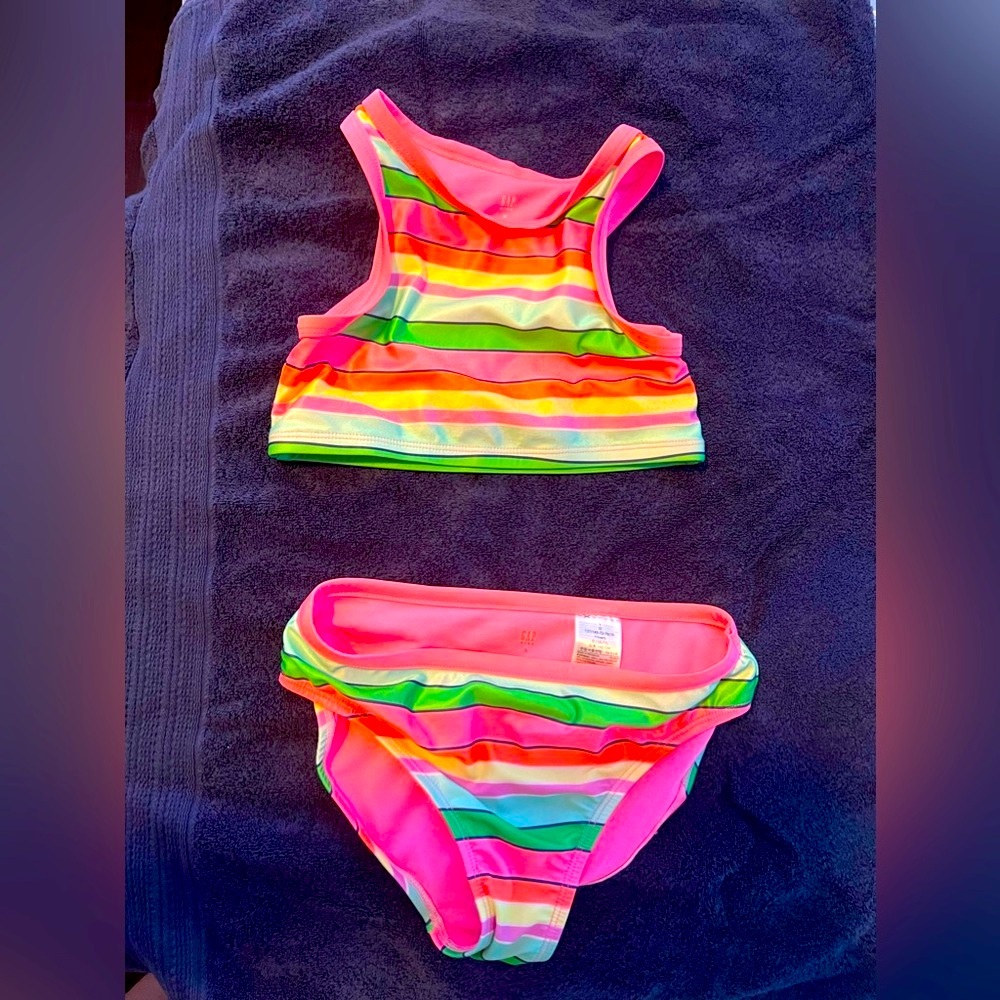 Gap girls pink stripe bikini